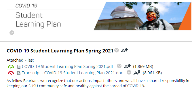 COVID student learning plan
